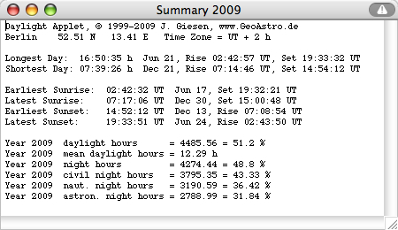 latest earliest
          rise set longest shortest day