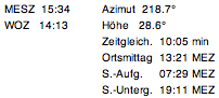 Azimut Zeitgleichung Höhe Sonnenaufgang Sonnenuntergang Mittag
